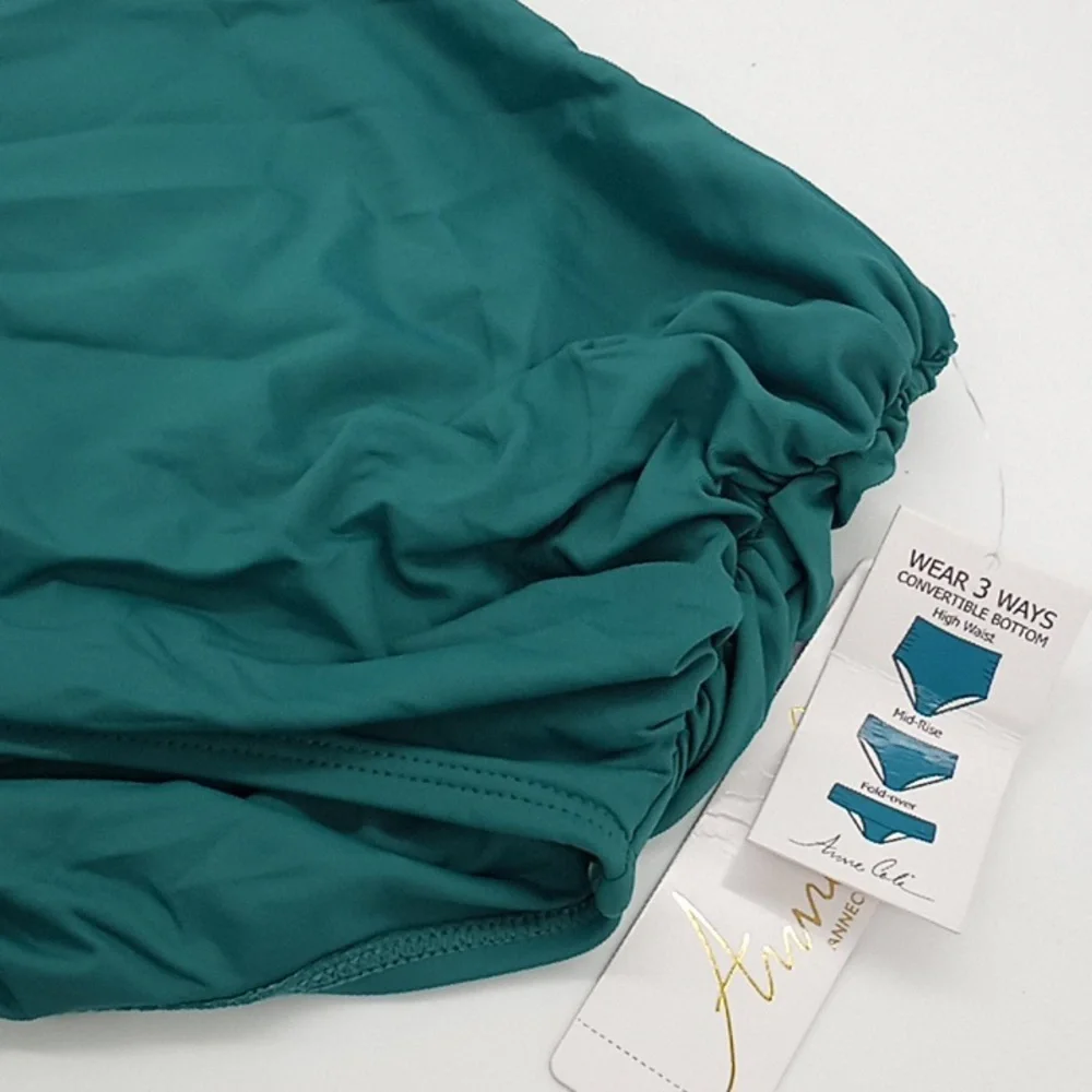 Anne Cole Live in Color Convertible‎ High Waist Bikini Bottom Ocean Green